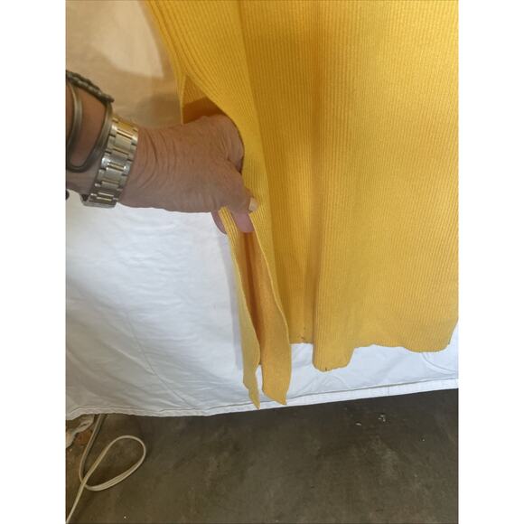 Slinky Bright Form Fitting Caution Light Dress Deep V Long Slit Feels Good Sexy - Picture 6 of 16